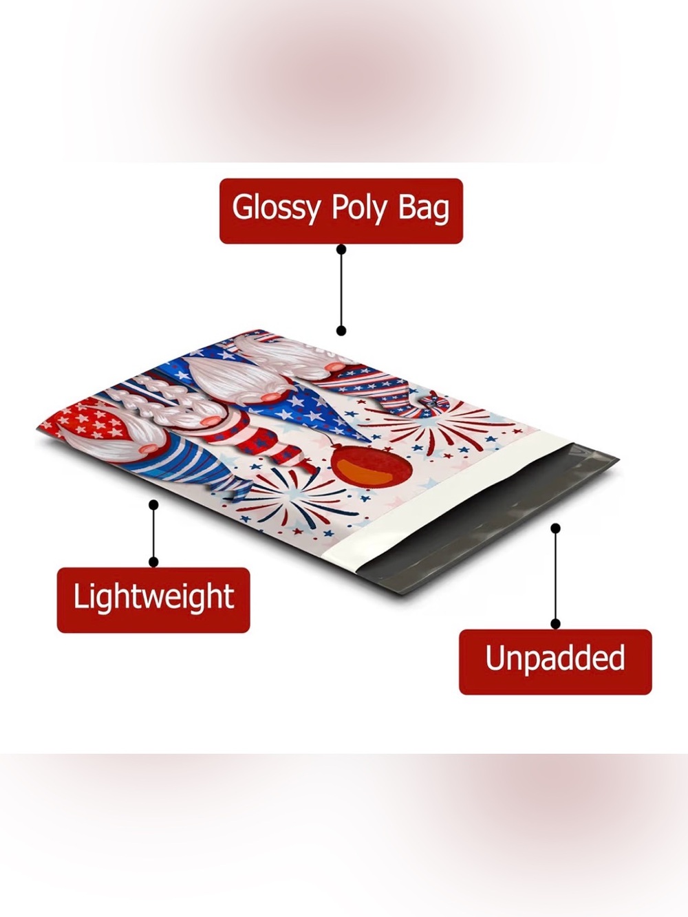 10 x 13 Patriotic Gnome Polymailers - Set of 12 - Picture 4 of 4